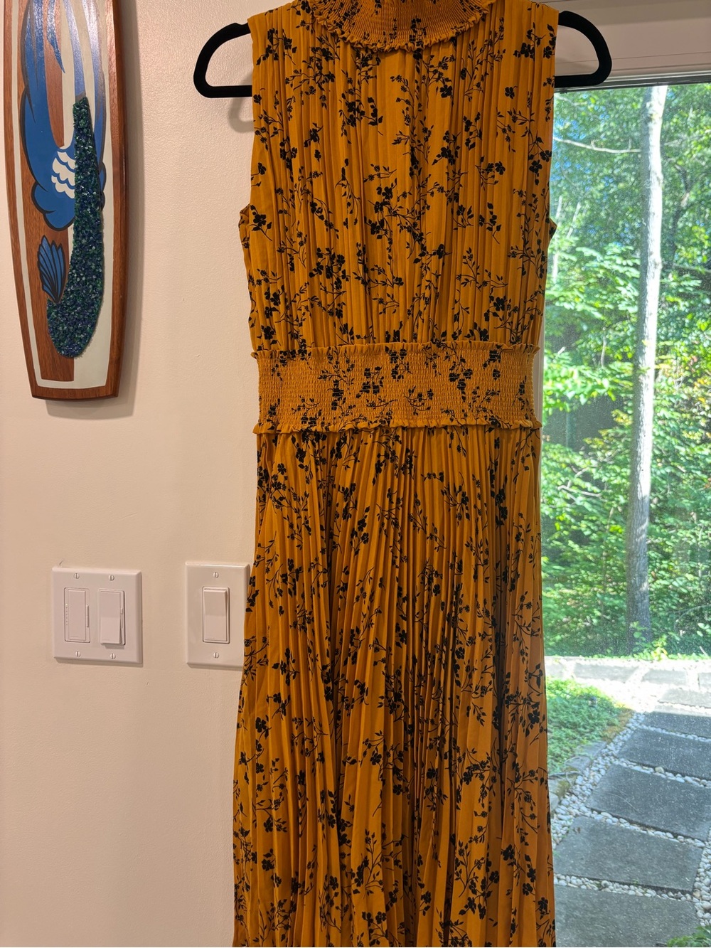Nanette Lepore Mustard Yellow Floral Midi Dress